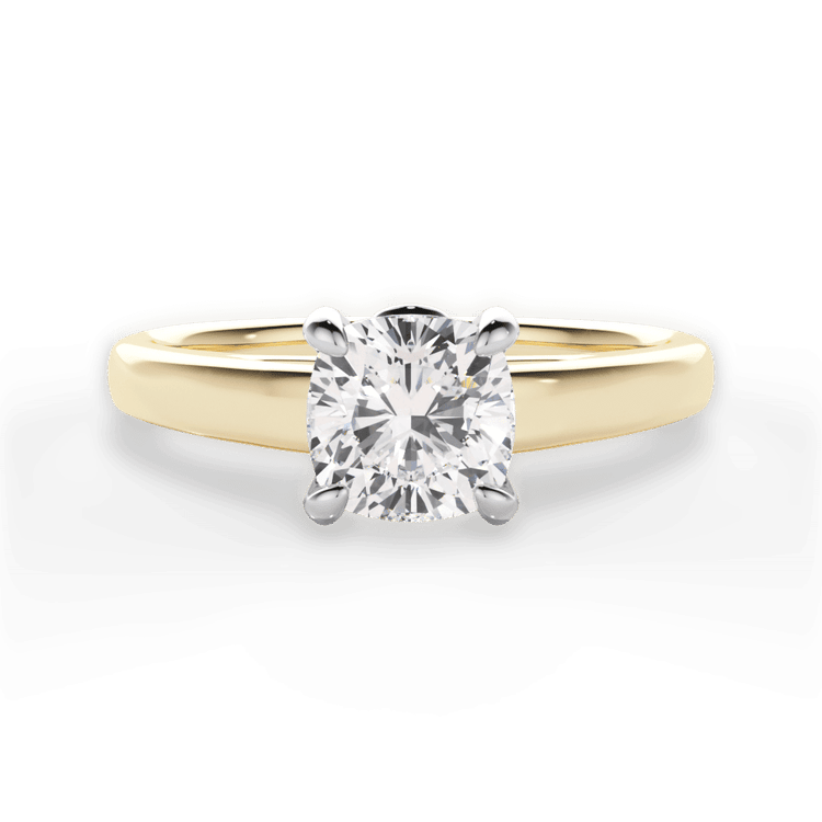 The Flora Solitaire / 6.91 Carat Cushion Yellow Diamond