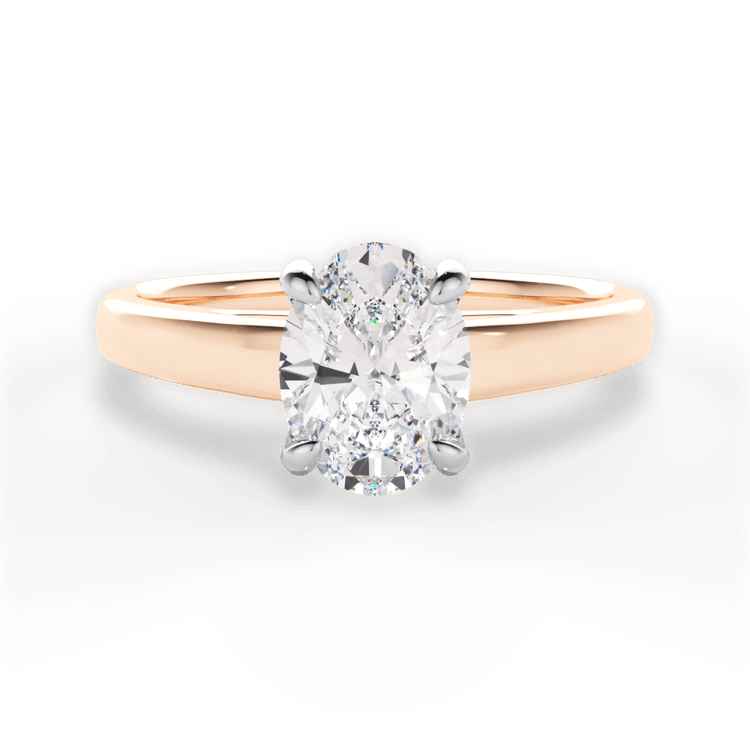 The Flora Oval Cut 18kt Rose Gold Solitaire Cathedral Engagement Ring
