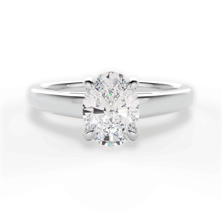 Two-Tone Solitaire Diamond Cathedral Engagement Ring With Surprise Diamonds / 6.01 Carat Oval Yellow Diamond