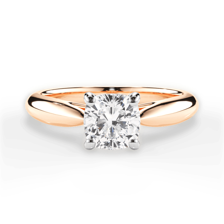 Two-Tone Tapered Cathedral Solitaire Engagement Ring