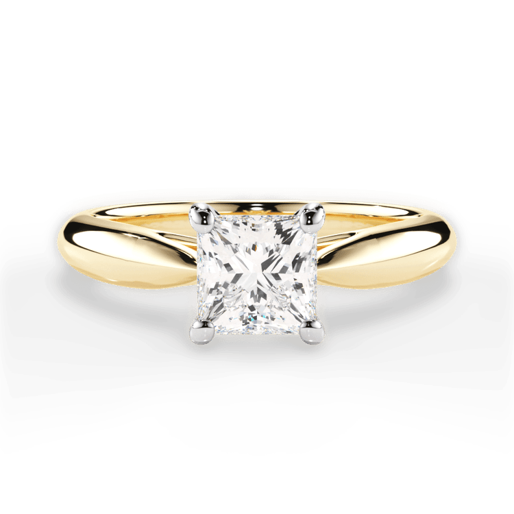 Two-Tone Tapered Cathedral Solitaire Engagement Ring