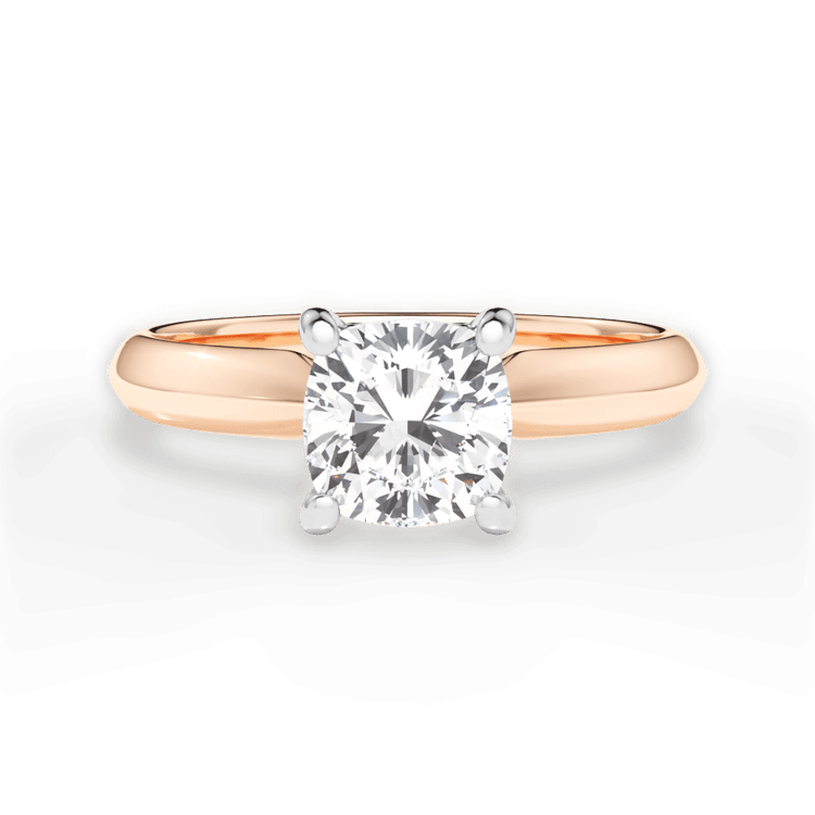 Two-Tone Solitaire Diamond Knife-edge Engagement Ring