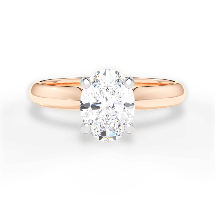 Two-Tone Solitaire Diamond Knife-edge Engagement Ring