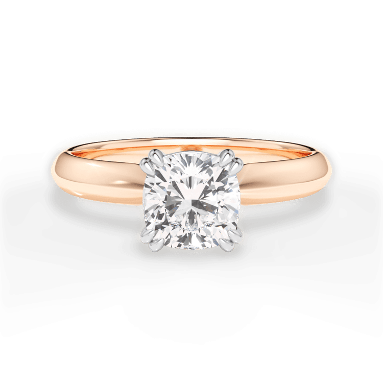 Two-Tone Solitaire Diamond Knife-edge Tulip Engagement Ring