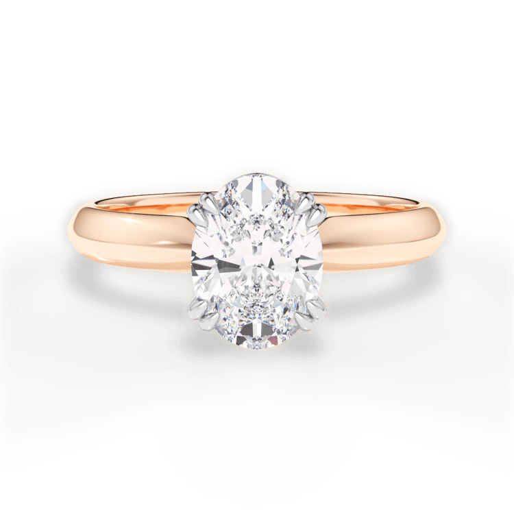 Two-Tone Solitaire Diamond Knife-edge Tulip Engagement Ring