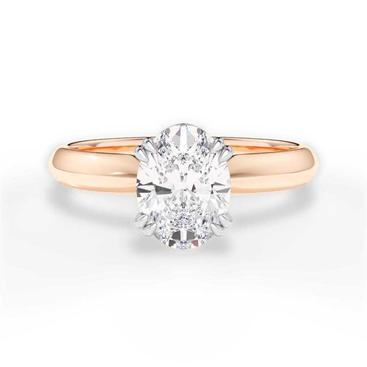 Two-Tone Solitaire Diamond Knife-edge Tulip Engagement Ring