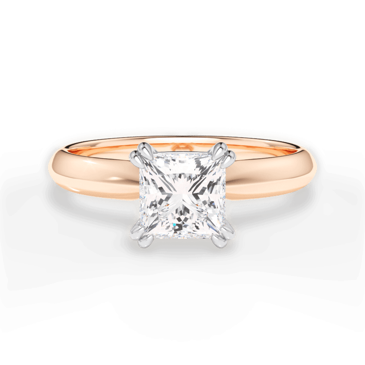 Two-Tone Solitaire Diamond Knife-edge Tulip Engagement Ring / 1.51 Carat Princess Diamond