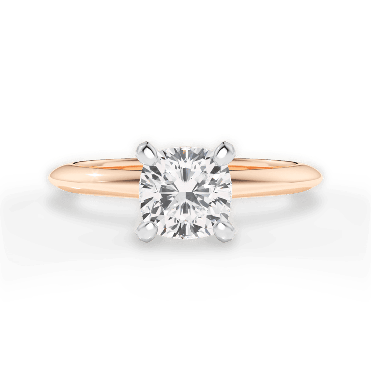 Solitaire Knife-Edge Engagement Ring / 3.13 Carat Cushion Lab Diamond