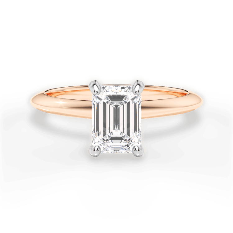 Solitaire Knife-Edge Engagement Ring / 1.81 Carat Emerald Lab Diamond