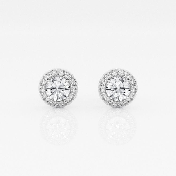 Lab Grown Round Halo Stud Earrings