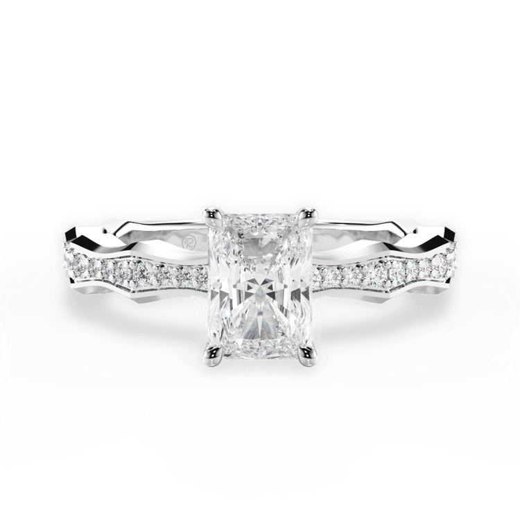 The Ruby Radiant Cut 14kt White Gold Pave Bamboo Diamond Engagement Ring