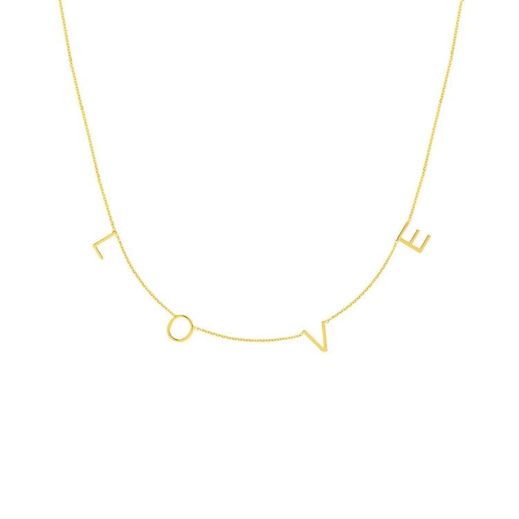 14kt Gold LOVE Letter Stations Necklace