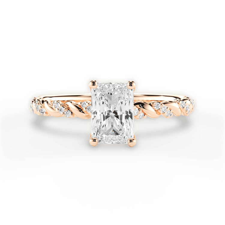 Half Diamond Twist Engagement Ring