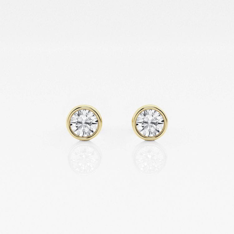 Lab Grown Round Bezel Set Stud Earrings