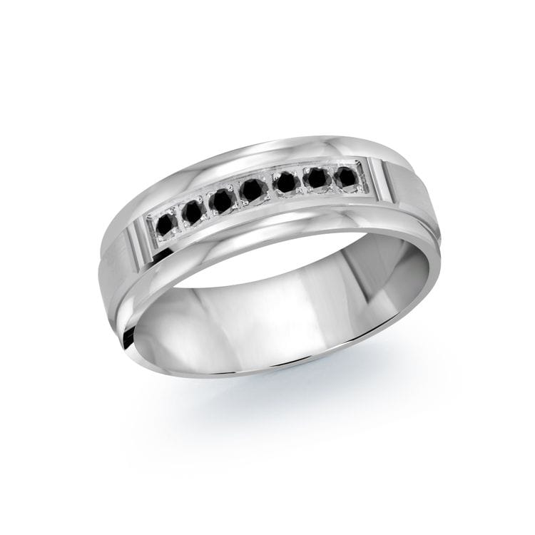 Men's 7mm 0.18 CTW Seven-Stone Black Diamond Wedding Ring