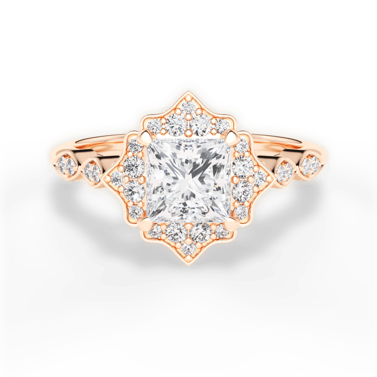 Vintage Floral Halo Diamond Engagement Ring