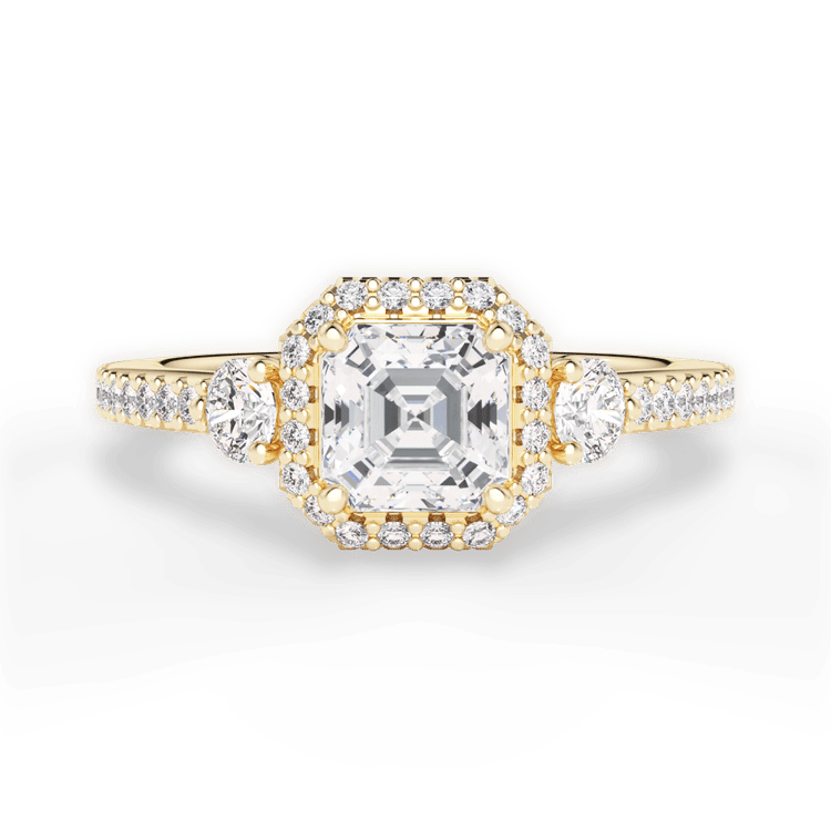 The Lina Asscher Cut 18kt Yellow Gold Tapered Channel-Set Diamond Band Engagement Ring