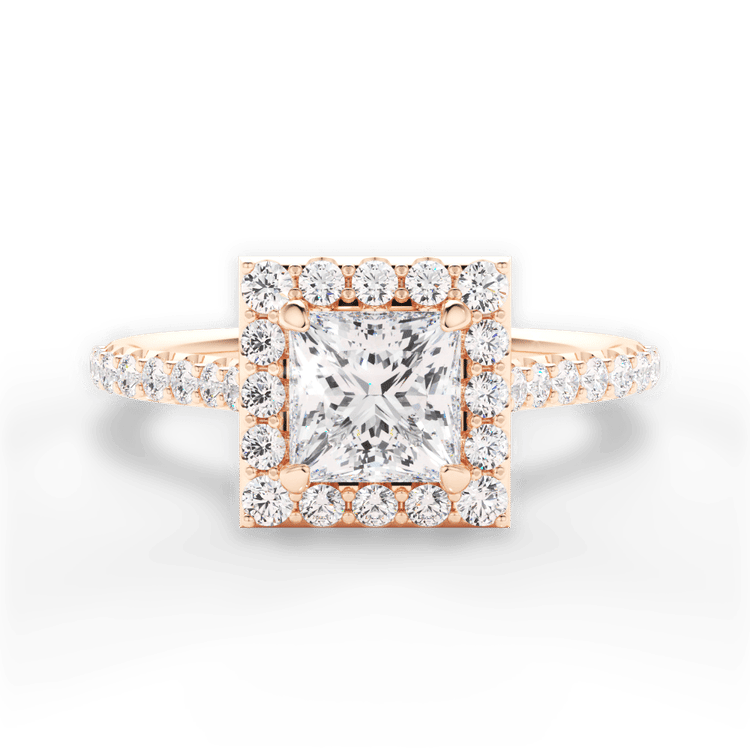 French-set Halo Diamond Band Engagement Ring