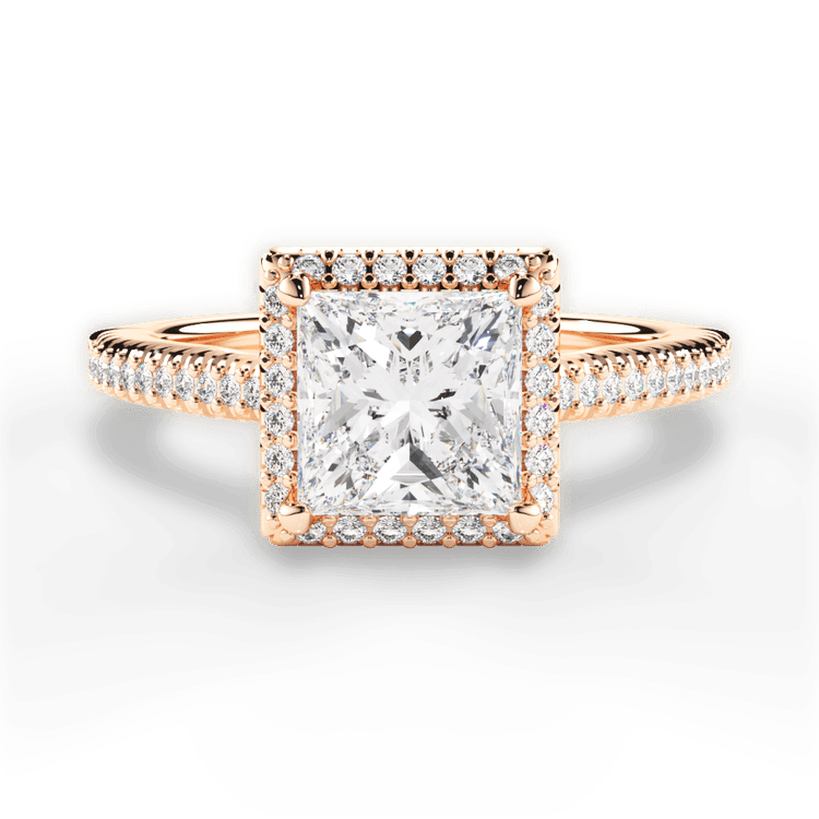 Vaulted Halo Diamond Band Engagement Ring