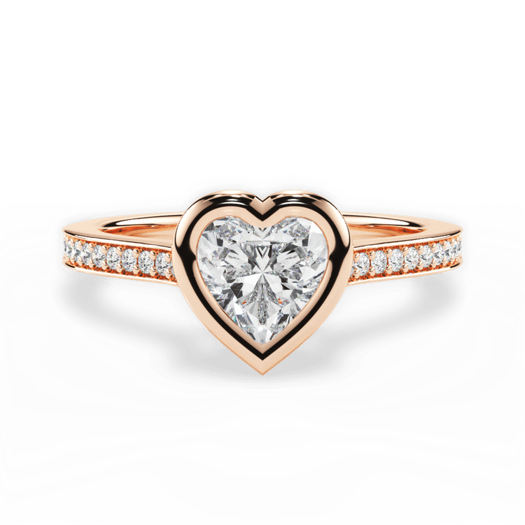 Bezel-Set Pavé Diamond Band Engagement Ring