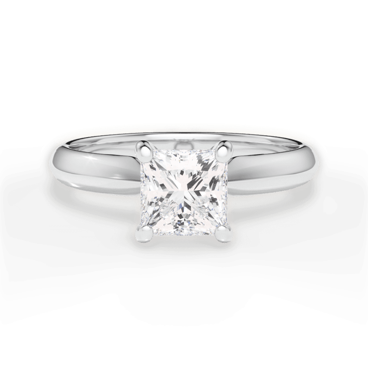 Two-Tone Solitaire Diamond Knife-edge Engagement Ring / 1.51 Carat Princess Diamond