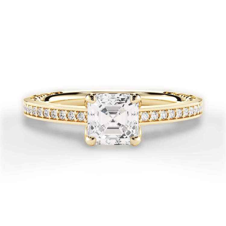 Lattice Micropavé Diamond Band Engagement Ring