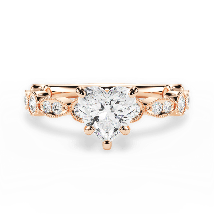 Milgrain Marquise & Round Diamond Engagement Ring