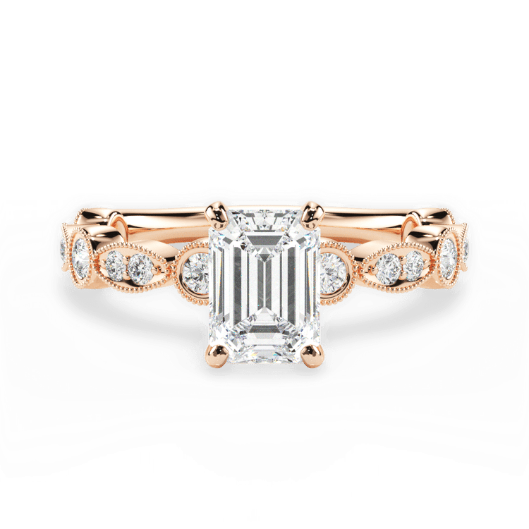 Milgrain Marquise & Round Diamond Engagement Ring