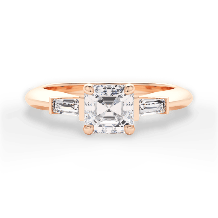 The Emma Asscher Cut 18kt Rose Gold Tapered Baguette Diamond Engagement Ring