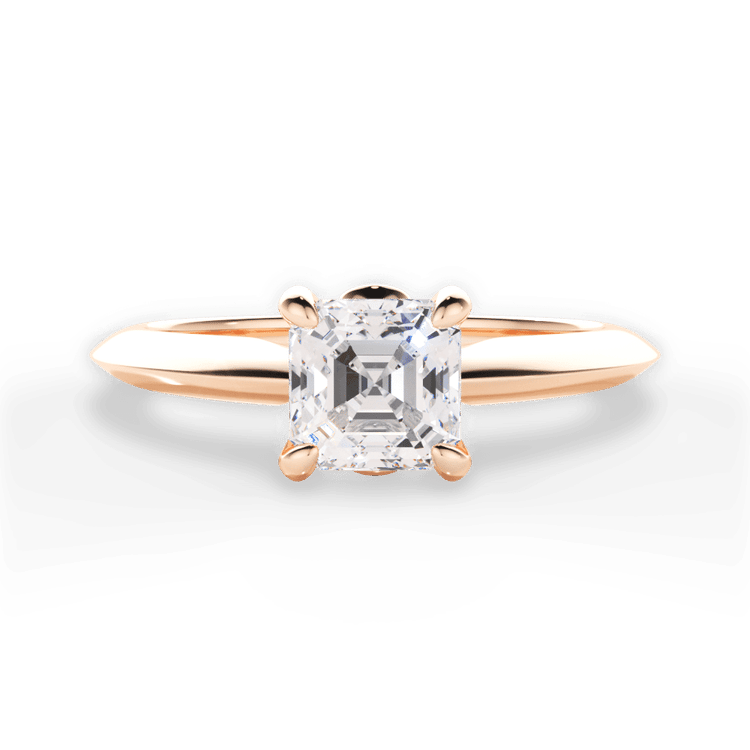 The Kora Asscher Cut 18kt Rose Gold Solitaire Knife-Edge Engagement Ring