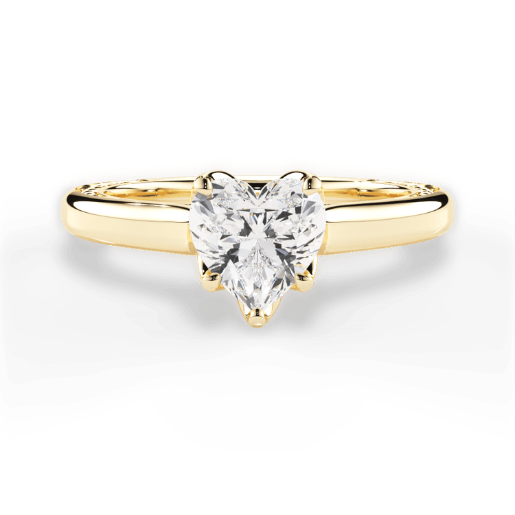 The Kenzie Heart Shaped 18kt Yellow Gold Solitaire Diamond Braided Engagement Ring