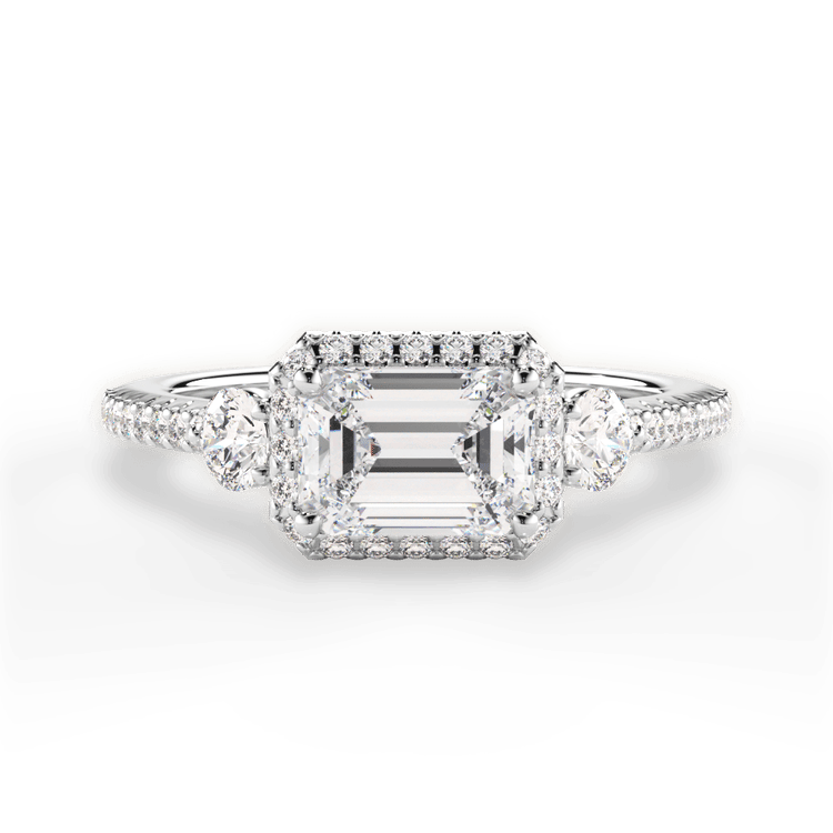 The Emelia Three-Stone / 1.18 Carat Emerald Diamond
