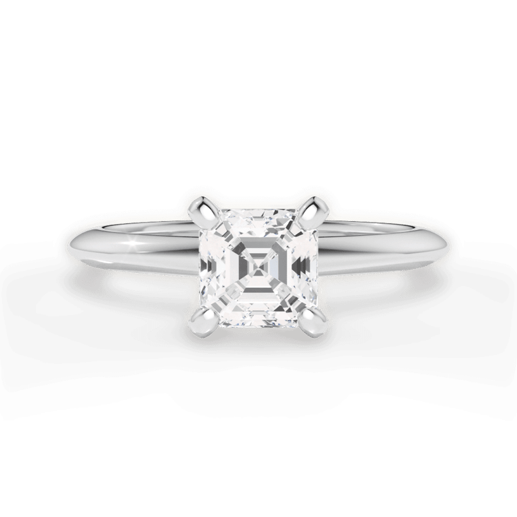 Solitaire Knife-Edge Engagement Ring / 2.03 Carat Asscher Lab Diamond