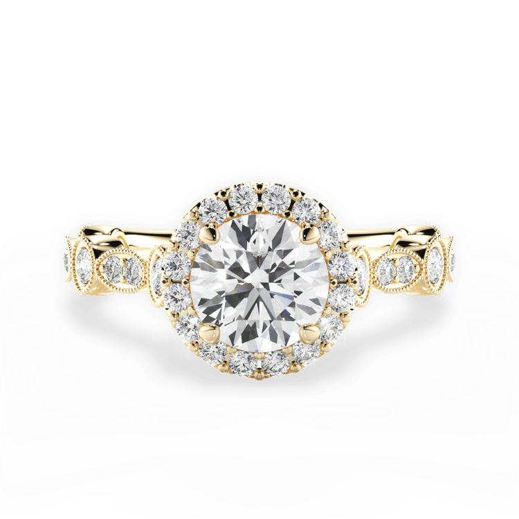 Round & Marquise Diamond Halo Engagement Ring