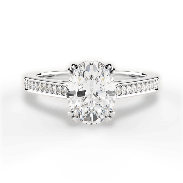 Pavé Vaulted Diamond Engagement Ring / 6.01 Carat Oval Yellow Diamond