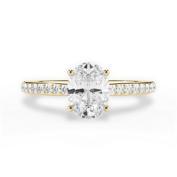The Suri Oval Cut 18kt Yellow Gold Hidden Halo Diamond Engagement Ring