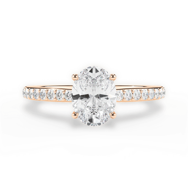 The Suri Oval Cut 18kt Rose Gold Hidden Halo Diamond Engagement Ring