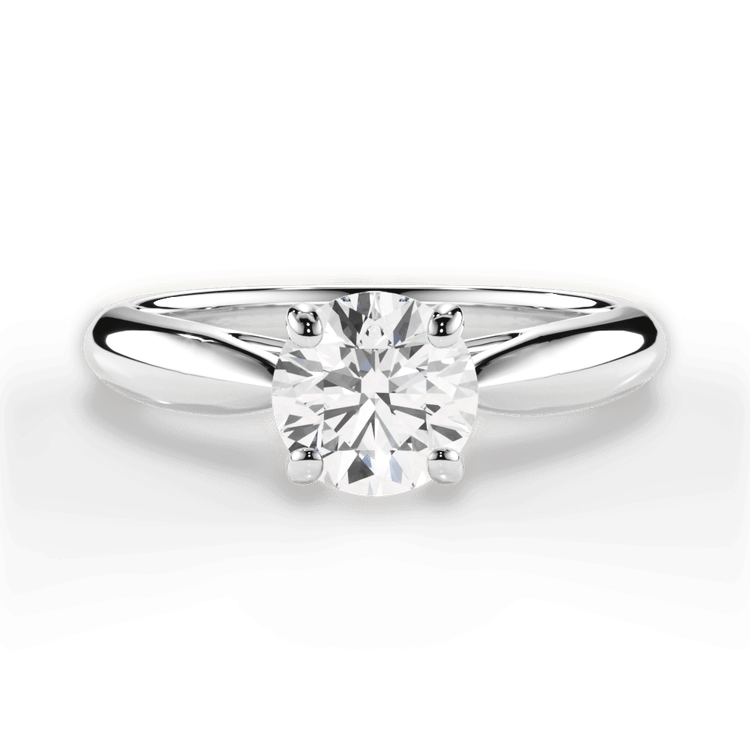 Two-Tone Tapered Cathedral Solitaire Engagement Ring / 0.51 Carat Round Diamond