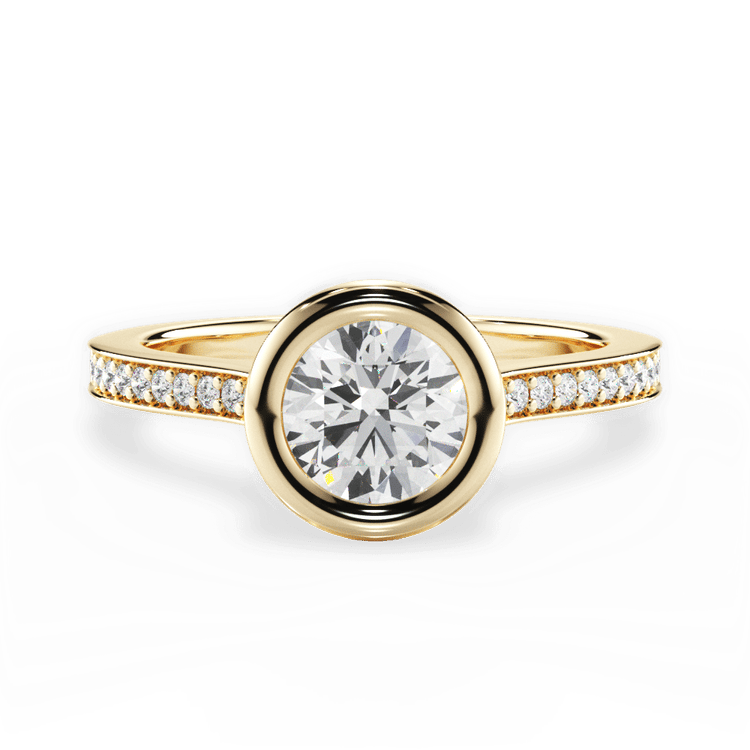 Bezel-Set Pavé Diamond Band Engagement Ring
