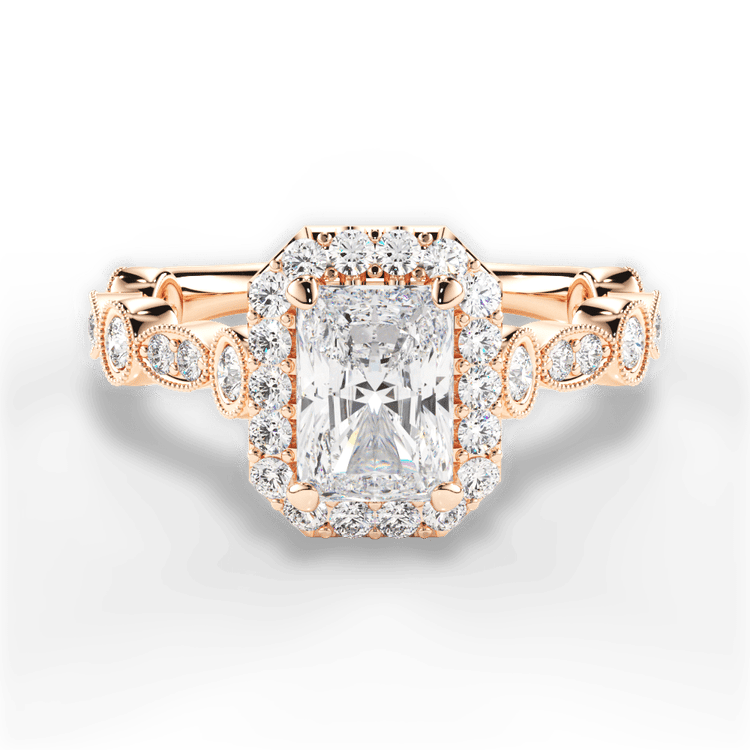 Round & Marquise Diamond Halo Engagement Ring