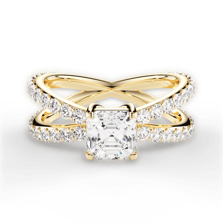 The Nora Asscher Cut 18kt Yellow Gold Open Band Diamond Engagement Ring