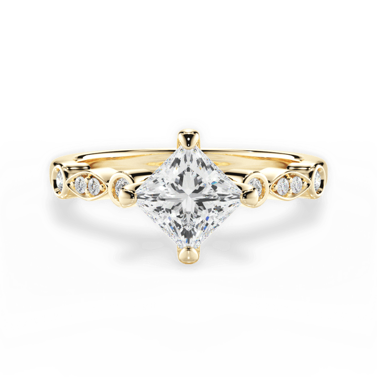 Kite-set Diamond Sidestone Engagement Ring