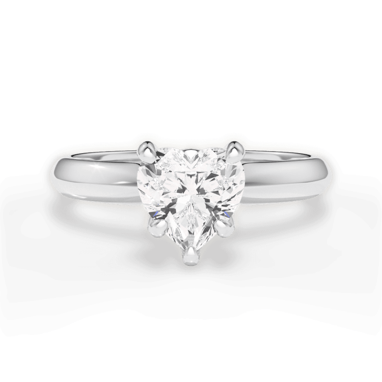 Two-Tone Solitaire Diamond Knife-edge Engagement Ring With Surprise Diamonds
