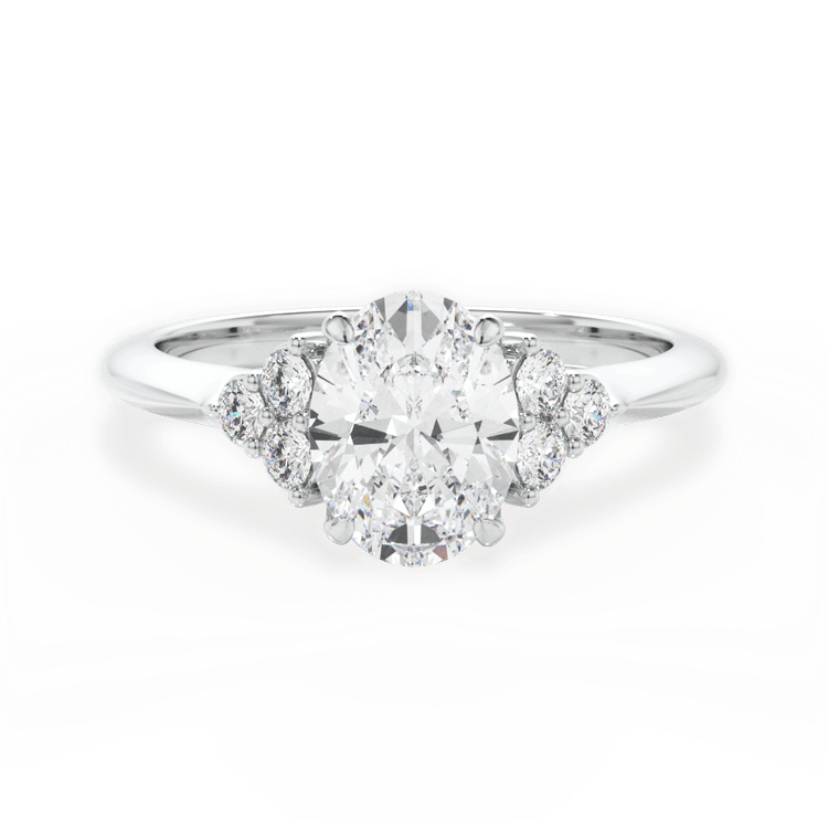 Cluster Sidestone Diamond Engagement Ring / 6.01 Carat Oval Yellow Diamond