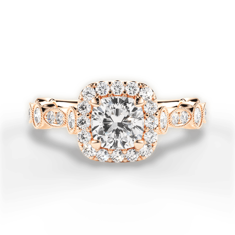 Round & Marquise Diamond Halo Engagement Ring