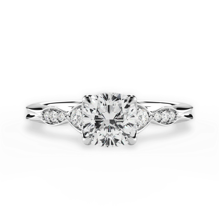 Vintage Diamond Accent Engagement Ring / 2.51 Carat Cushion Diamond