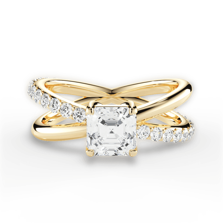 The Odette Asscher Cut 18kt Yellow Gold Open Band Diamond Engagement Ring 1