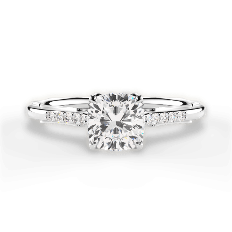Modern French-Set Band Diamond Band Engagement Ring / 2.01 Carat Cushion Diamond