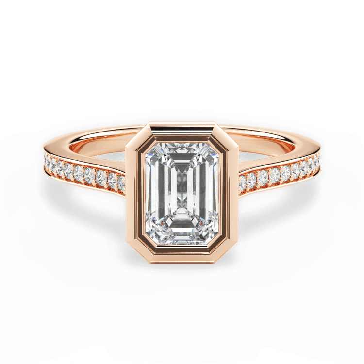 Bezel-Set Pavé Diamond Band Engagement Ring