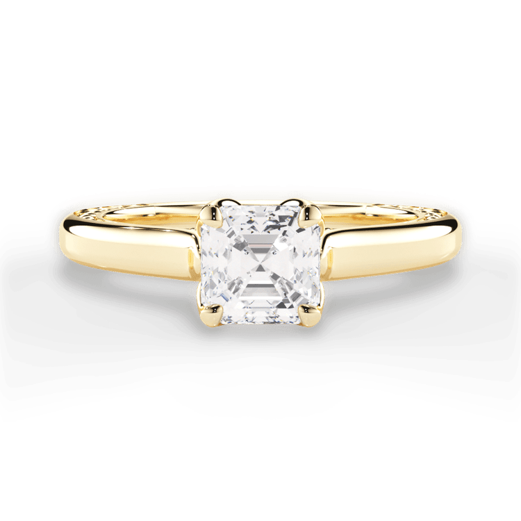 The Kenzie Asscher Cut 18kt Yellow Gold Solitaire Diamond Braided Engagement Ring